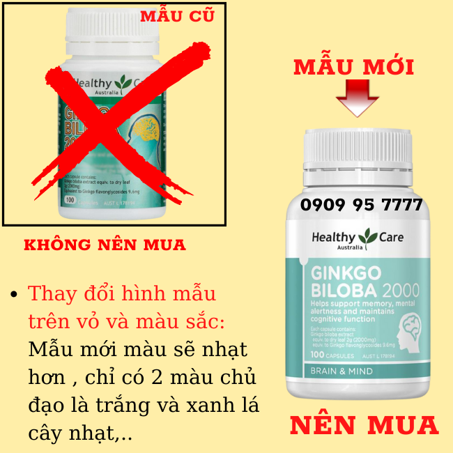 Phân Biệt Mẫu Mới Và Cũ Ginkgo Biloba 2000mg Úc