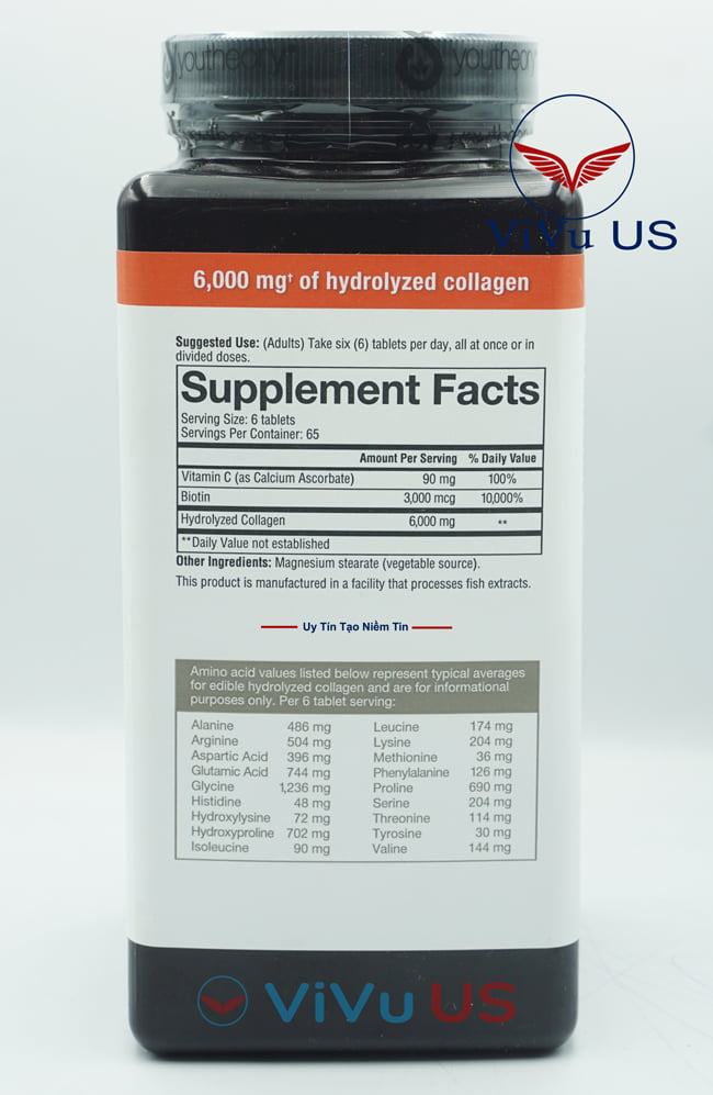 Thành phần Collagen Youtheory 390 viên