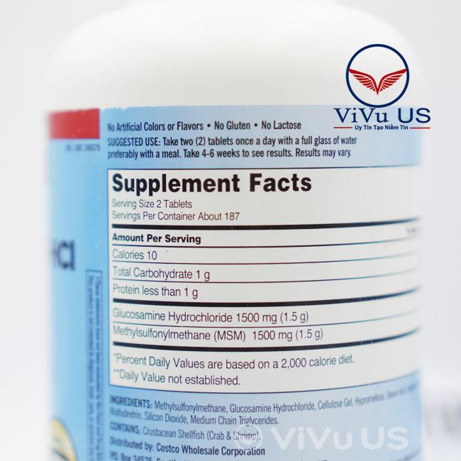 Thành Phần Glucosamine 375 Viên Hcl 1500mg Kirkland