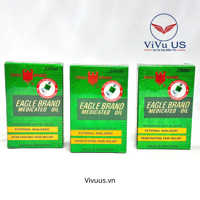 Dầu gió xanh 2 nắp hiệu Con Ó 24ml - Eagle Brand Medicated Oil xách tay