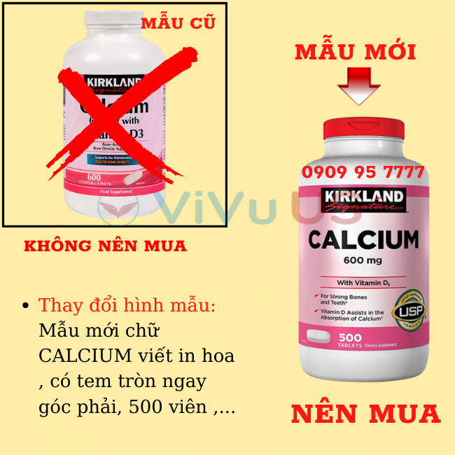 Phân Biệt Mẫu Mới Mẫu Cũ Canxi 500 Viên