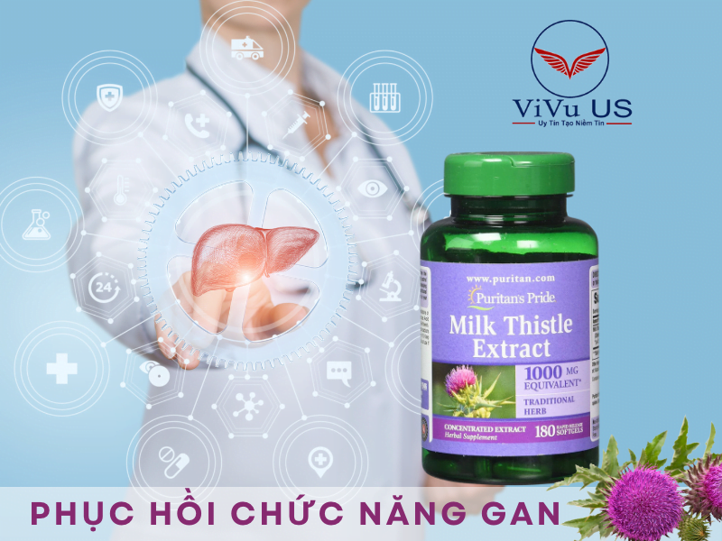 Viên uống bổ gan Milk Thistle Extractitan’s Puritan’s Pride 1000mg 180 viên của Mỹ