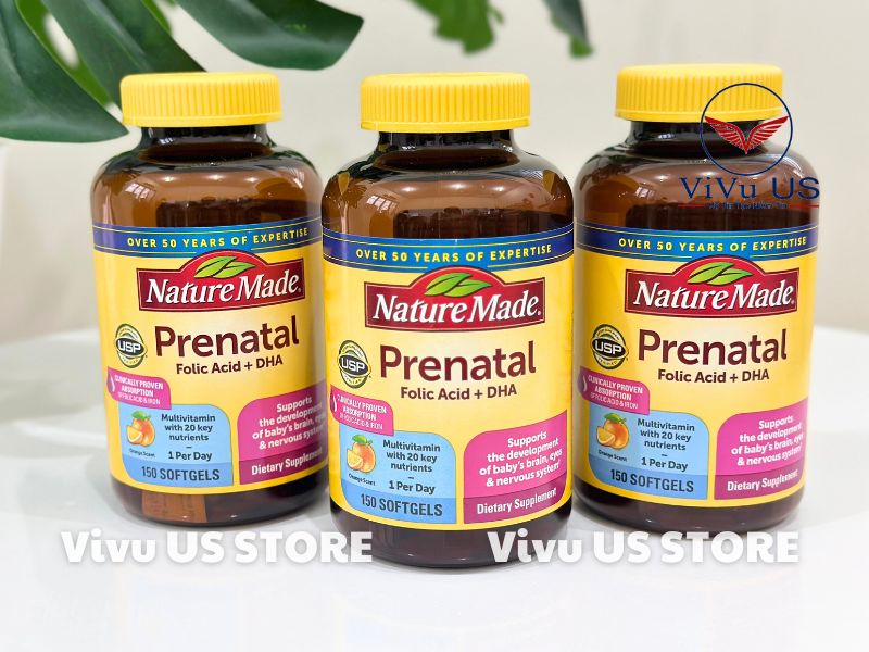 Vitamin Nature Made Prenatal Multi + Dha + Folic Acid 150 Viên Mẫu Mới