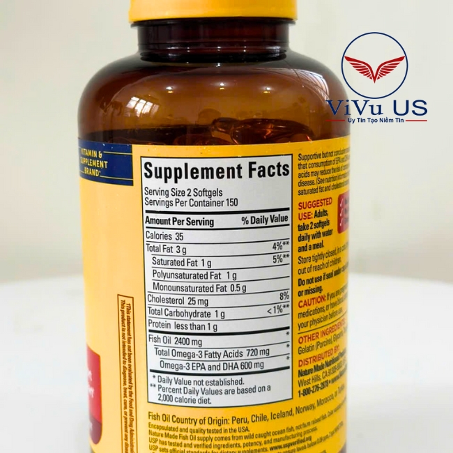 Thanh Phan Nature Made Fish Oil 1200mg