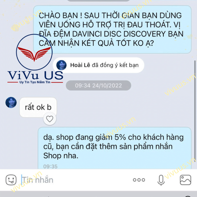 Viên Uống Hỗ Trợ Trị Đau Thoát Vị Đĩa Đệm Davinci Disc Discovery 180 Viên Của Mỹ
