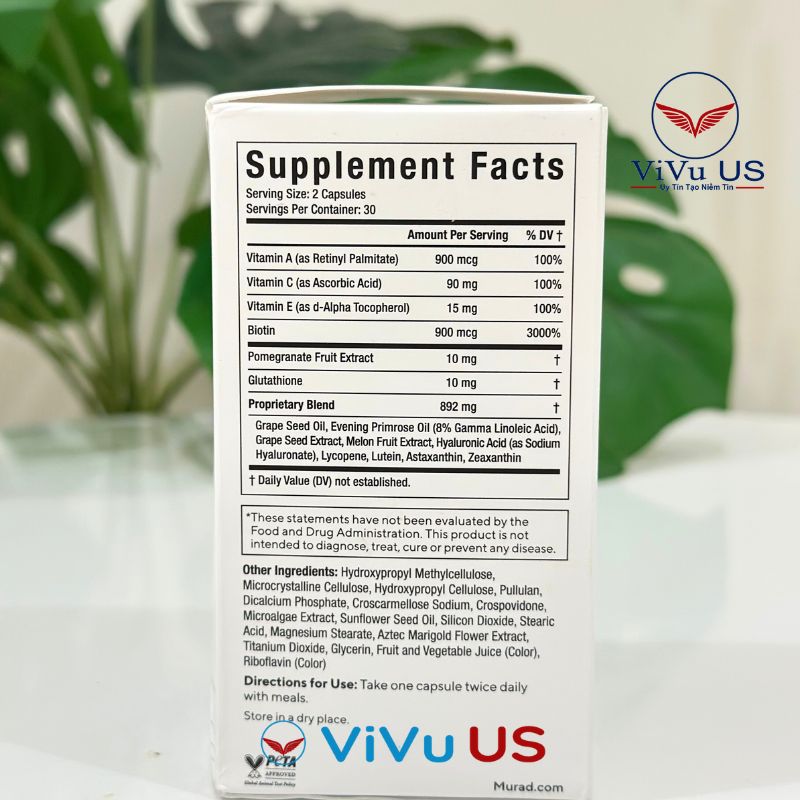 Thành Phần Viên Uống Chống Nắng Murad Pomphenol Sunguard 60 Viên