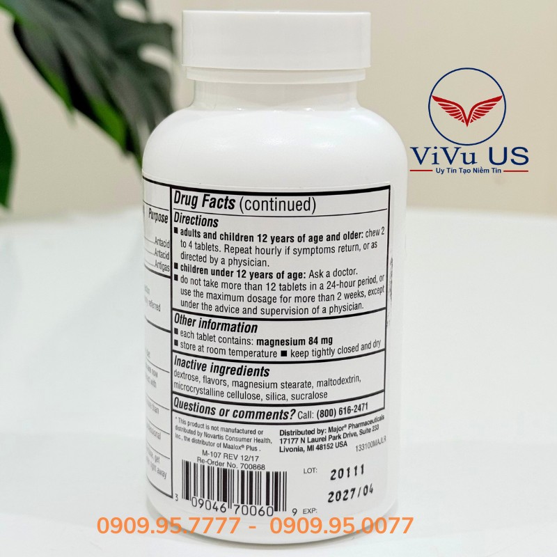 Mã Vạch Và Hạn Sử Dụng Major Mintox Plus Tabs Antacid 100 Viên Của Mỹ