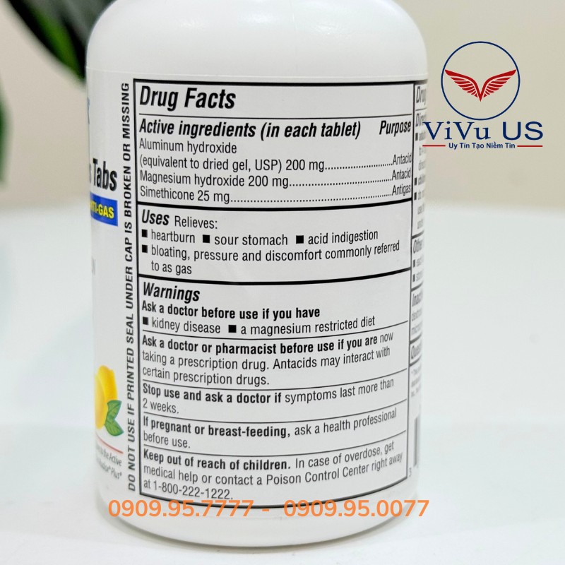 Thành Phần Major Mintox Plus Tabs Antacid 100 Viên Của Mỹ