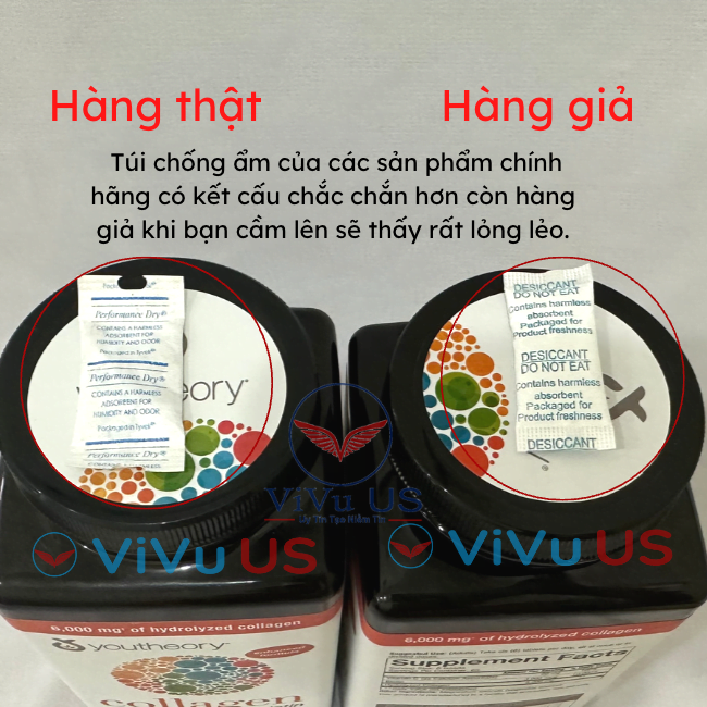 Cách phân biệt hàng thật và giả Collagen Youtheory 1 2 3 Của Mỹ 390 viê