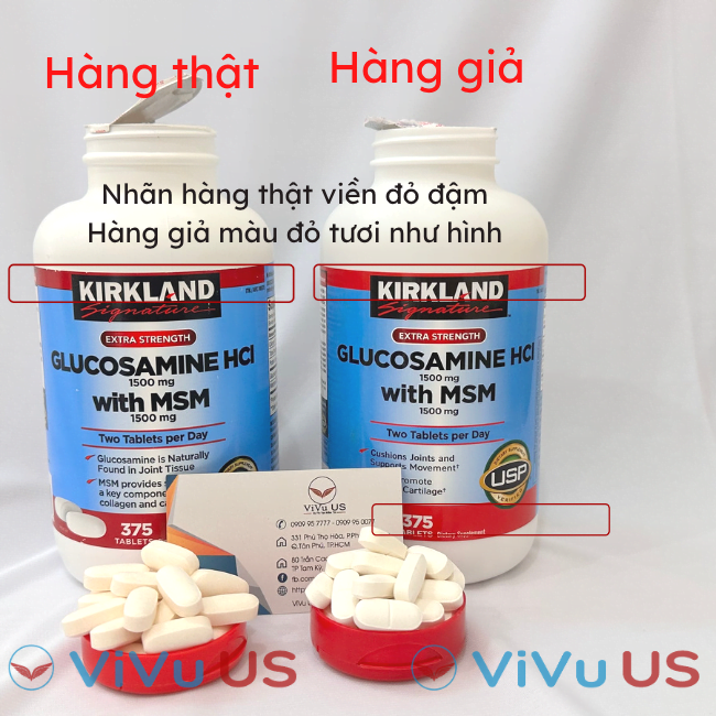 Cách phân biệt hàng thật và giả Glucosamine HCL 375 viên của Mỹ.