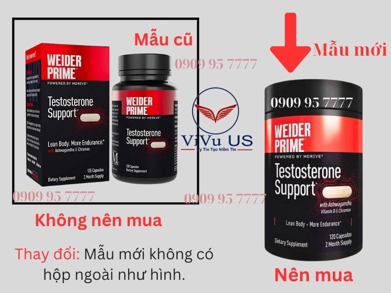 Weider Prime Testosterone Support  phân biệt mẫu mới và cũ