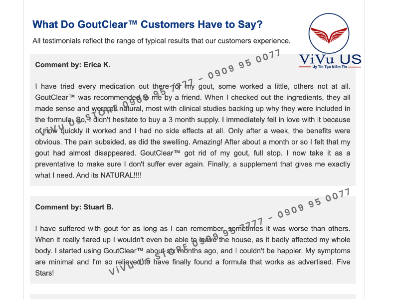Review Thuốc Gout Clear 60 viên Usa người dùng tại Website chính hãng như thế nào?