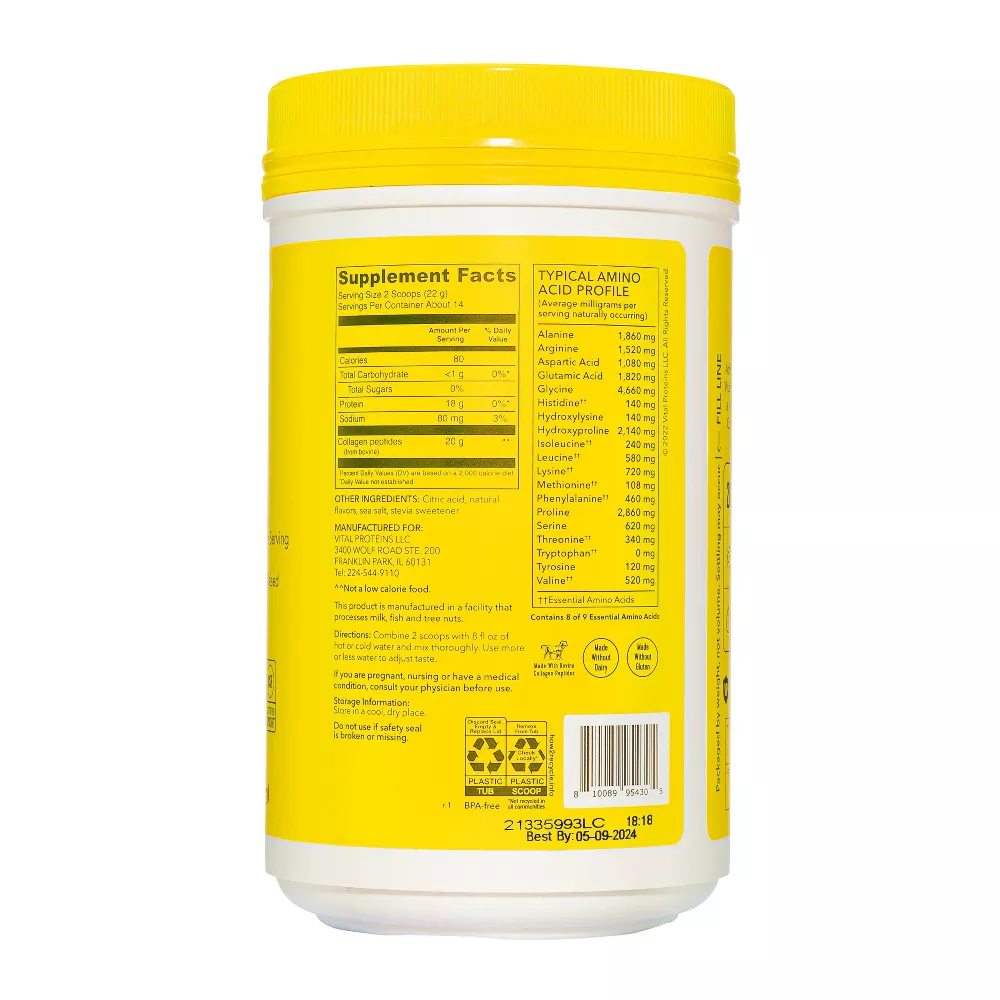 Hinh Thanh Phan Vital Proteins Lemon Collagen Peptide 752gam.