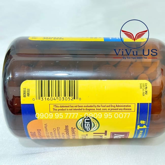 Mã vạch Viên uống Bổ Khớp Nature Made Triple Flex Strength +D3 của Mỹ 200 viên