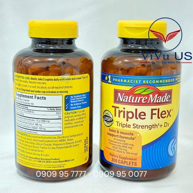 vien uong bo khop Nature Made Triple Flex Strength +D3 cua My 200 viên