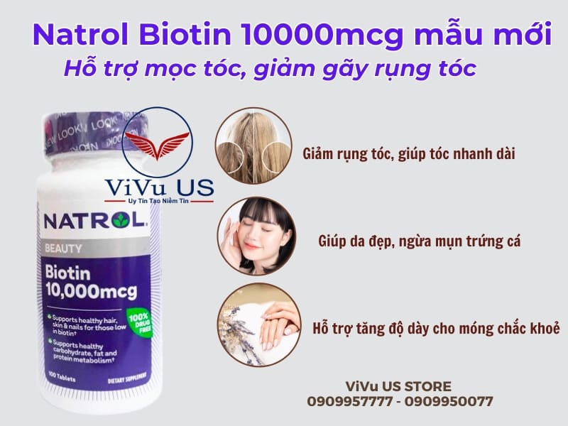 Natrol Biotin 10000mcg 100 Vien