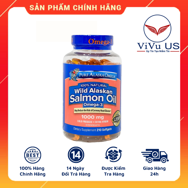 Pure Alaska Omega-3 Wild Salmon Oil 1000mg của Mỹ