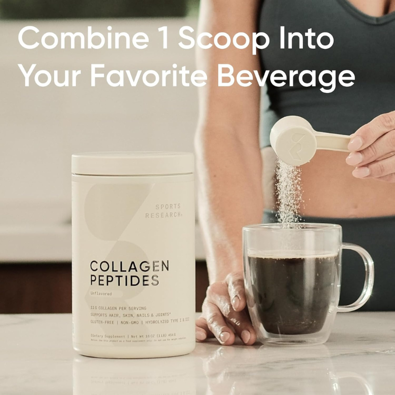 Bột Collagen Thủy Phân Không Vị Sr Sports Research Collagen Peptides Unflavored Types I & Iii