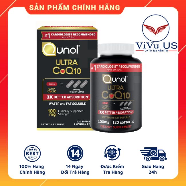 Viên Uống Hỗ Trợ Sức Khỏe Tim Mạch Qunol Ultra Coq10 100mg Softgels 120 Viên