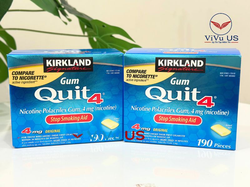 Kẹo Cai Thuốc Lá Quit 4 Original Nicotine Polacrilex Gum 4mg 190 Viên Của Kirkland Signature Mỹ