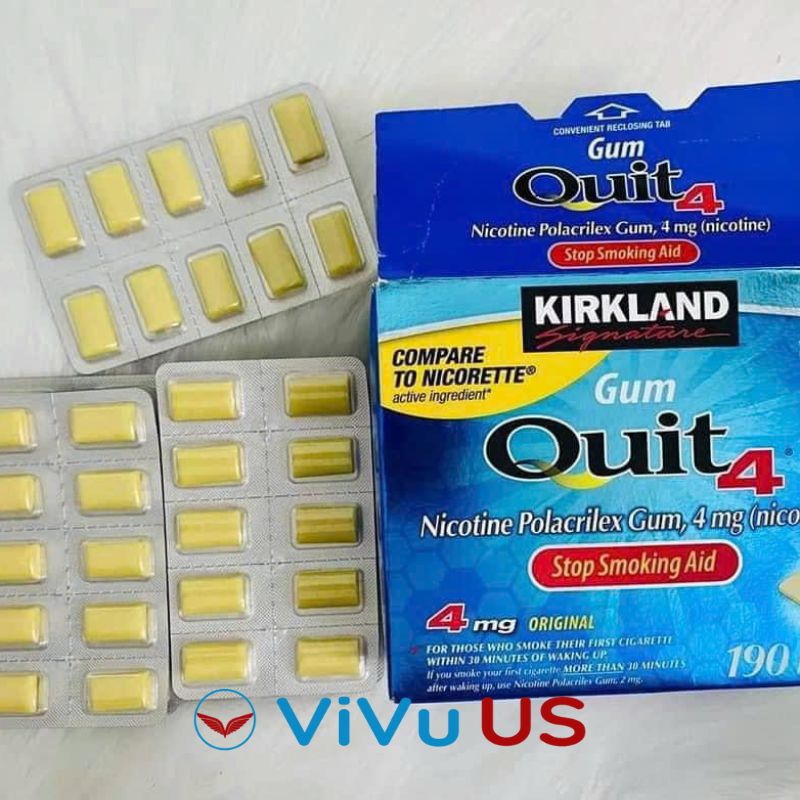 Kẹo Cai Thuốc Lá Quit 4 Original Nicotine Polacrilex Gum 4mg