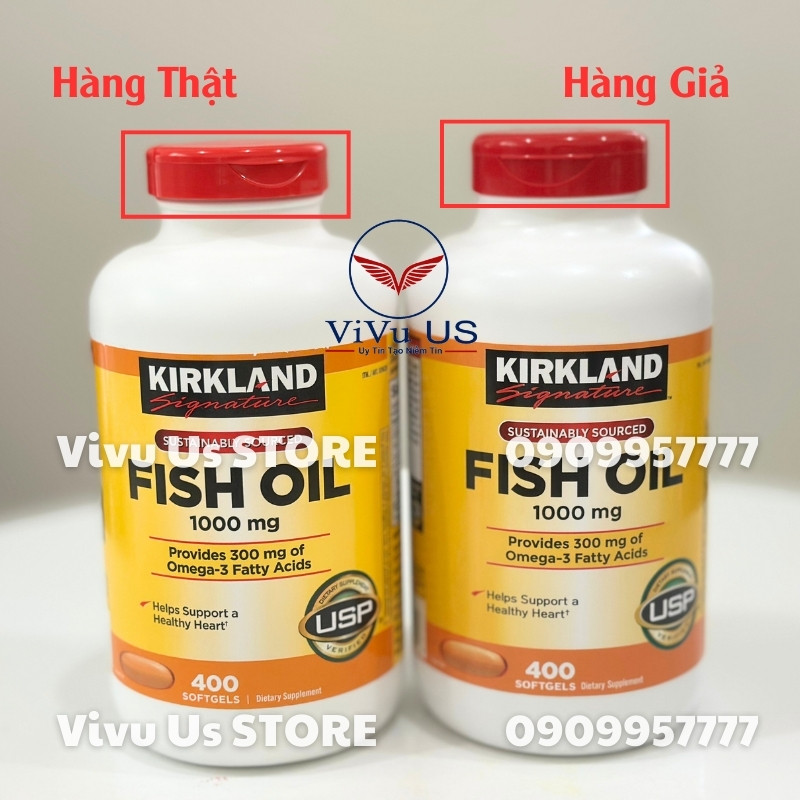 Phân Biệt Hàng Thật Giả Viên Uống Dầu Cá Fish Oil Kirkland 1000mg