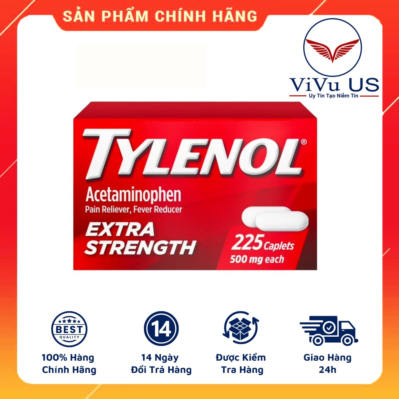 Tylenol Extra Strength 500mg 225 Caplets