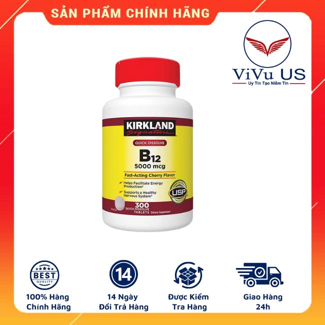 Vitamin B12 5000mcg Kirkland 300 Viên Của Mỹ Chính Hãng